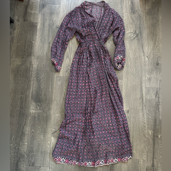 Natalie Martin Nat for Anthropologie Nico Long Sleeve Wrap Maxi Floral Dress S - Picture 2 of 9